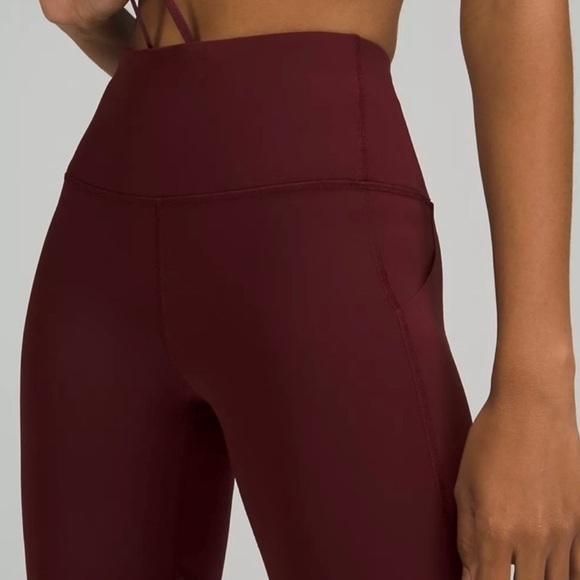 LULULEMON Burgundy Pace Rival High-Rise Crop 22"‎ Athletic Leggings Size 6 - Picture 2 of 10